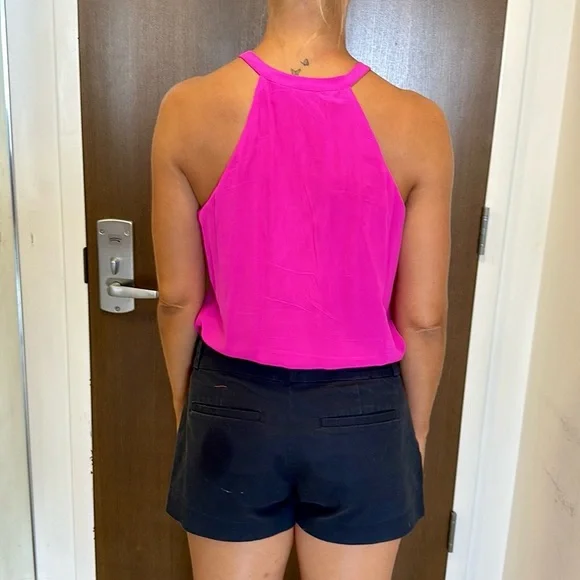 CYNTHIA ROWLEY 100%SILK Fuschia Halter Tank KeyHole Front - Picture 6 of 10